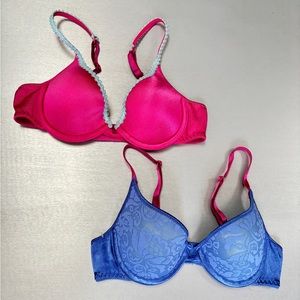 Wonderbra Pair of Magenta and blue Demi 34A